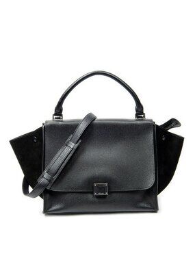 Celine Trapeze Medium Black Grained Calfskin Handbag